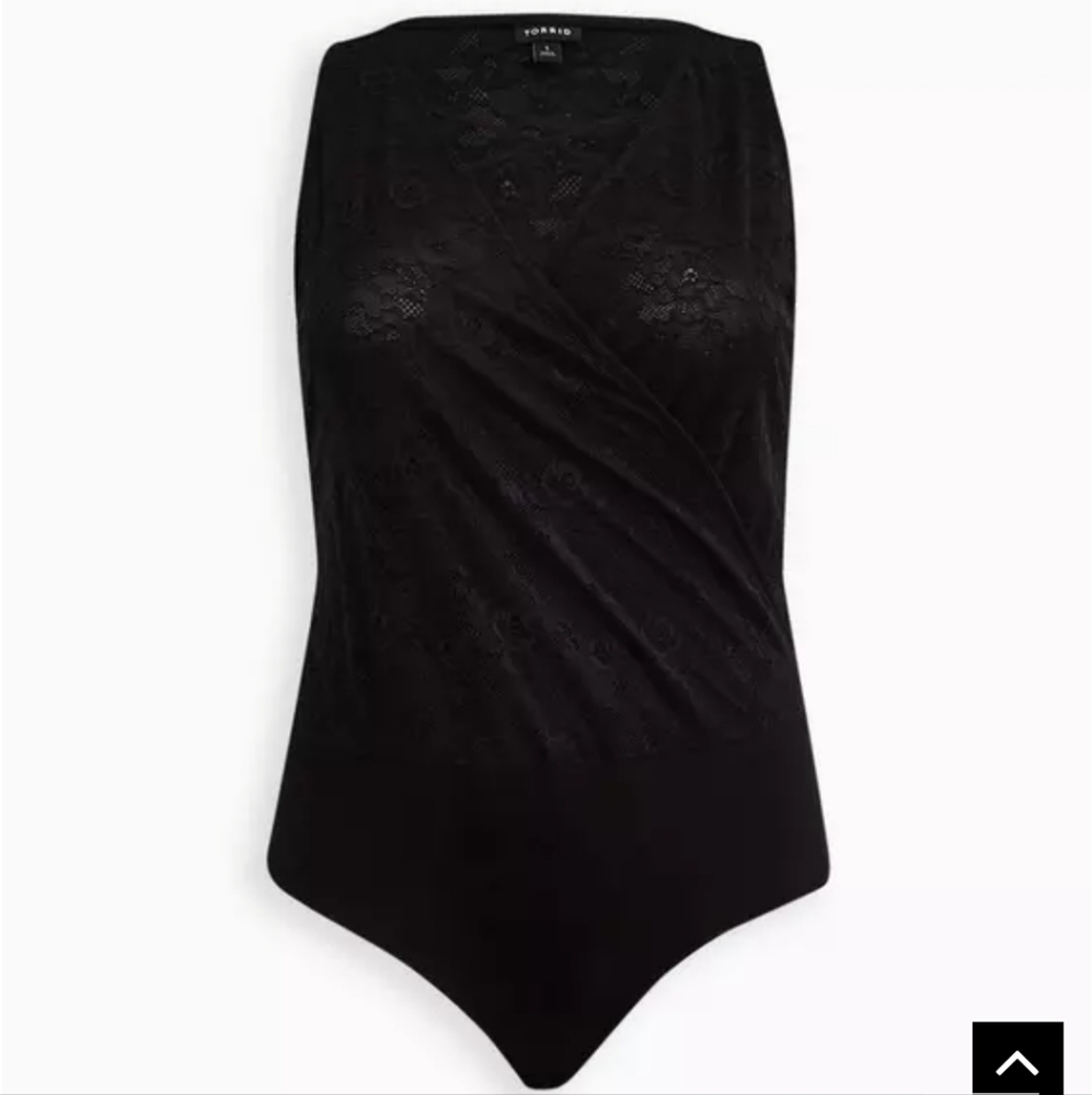 Torrid Black Lace Surplice Bodysuit